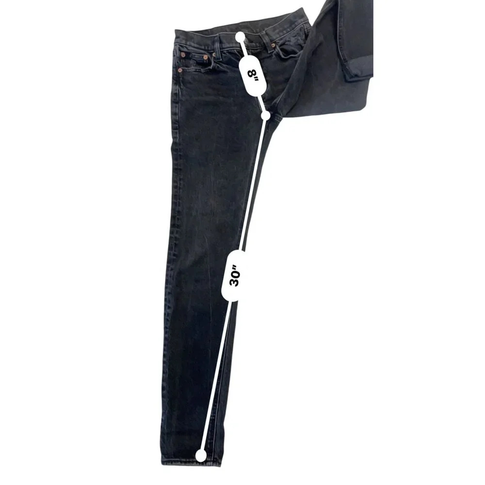 AE Next Level Low-Rise Distressed Jeans - Black Ripped Denim - 8